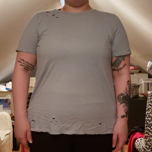 Slate Blue/Gray Distressed T-Shirt - Picture 1 of 3